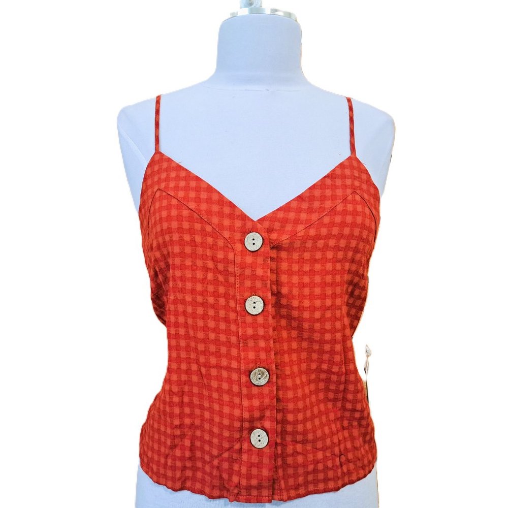 Indigo Rising Crop Tank Top Adjustable Straps Rust/Red Size L  New with Tag